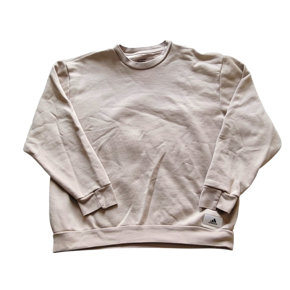 Adidas Men's Cream Sports Athletic Crewneck Pullover Sweater